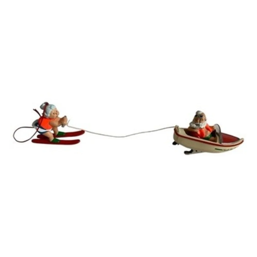 Hallmark Keepsake 1995 Santa Mrs Claus Water Skiing North Star 95 Ornament VG